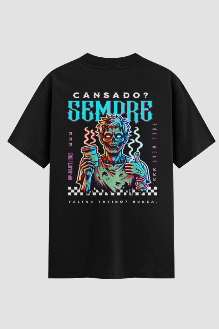 Camiseta Oversized Jiu-Jitsu Cansado Sempre