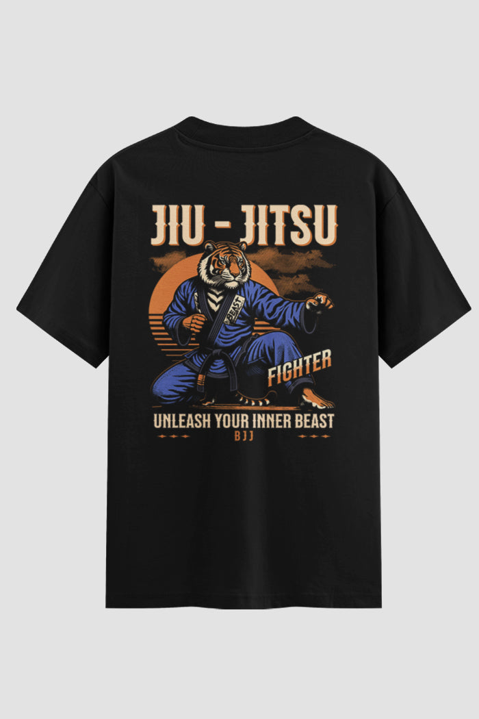 Camiseta Suedine Oversized Jiu-Jitsu Unleash Your Inner Beast