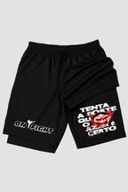 Short de compressão 2 em 1 jiu-jitsu Tenta a Sorte que O Azar é certo