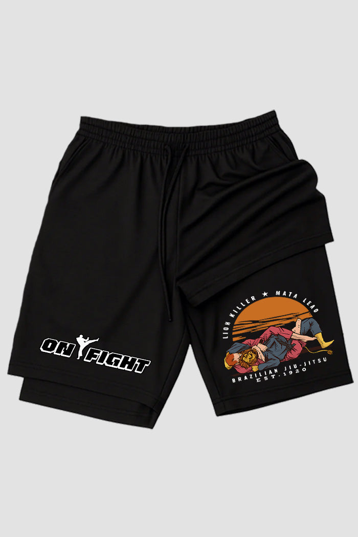 Short de compressão 2 em 1 jiu-jitsu Lion Killer