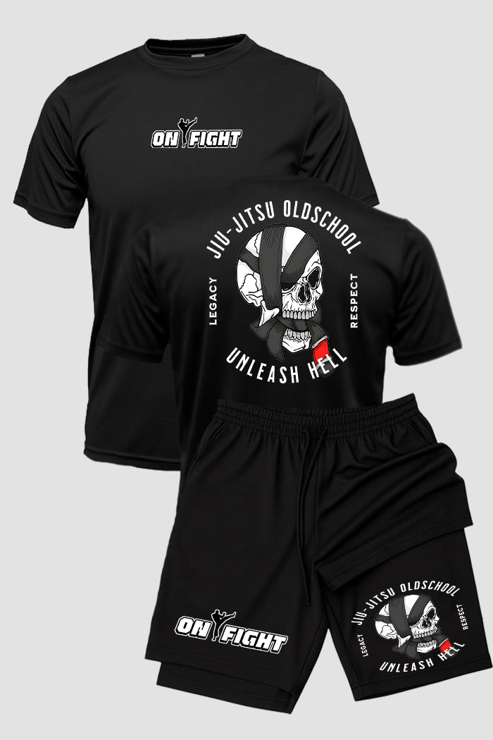 Kit Camiseta Dryfit com Short Dry Fit Jiu Jitsu old school