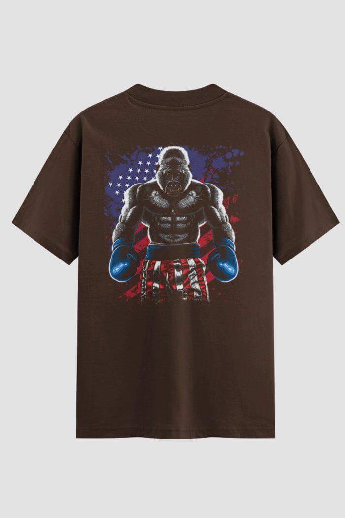 Camiseta Oversized Boxe Gorilla Boxing Oversized Boxe OnFight P Chocolate Masculino