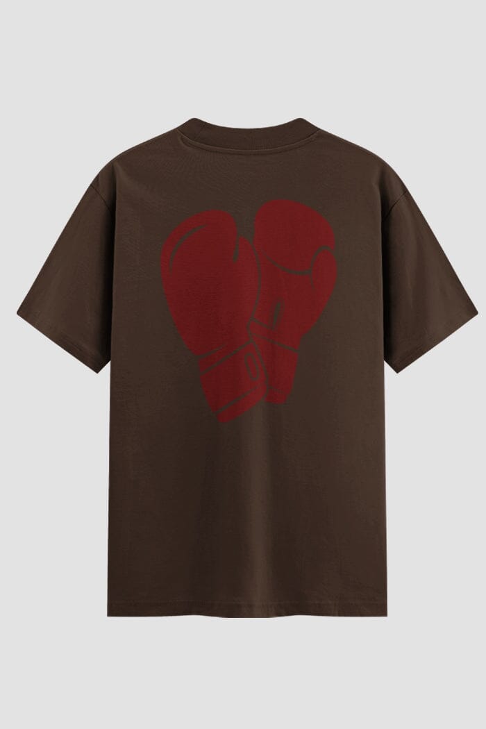 Camiseta Oversized Boxe Luvas Vermelhas Cruzadas Oversized Boxe OnFight P Chocolate Masculino