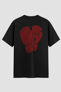 Camiseta Oversized Boxe Luvas Vermelhas Cruzadas Oversized Boxe OnFight P Preto Masculino