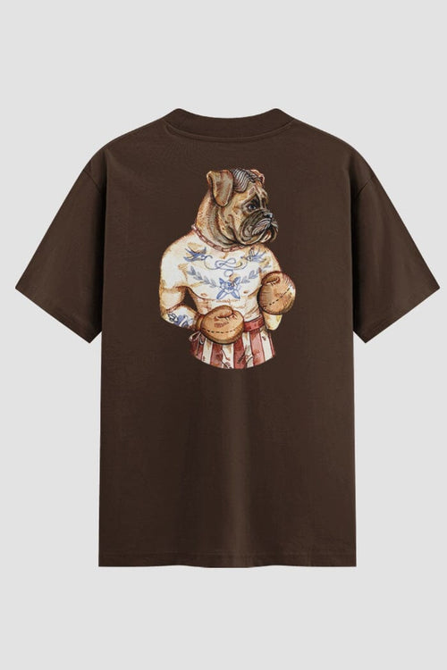 Camiseta Oversized Boxer Dog Onfight Oversized Boxe OnFight P Chocolate Masculino