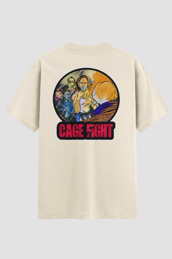 Camiseta Oversized Cage Fight Onfight Engraçada OnFight P Off White Masculino