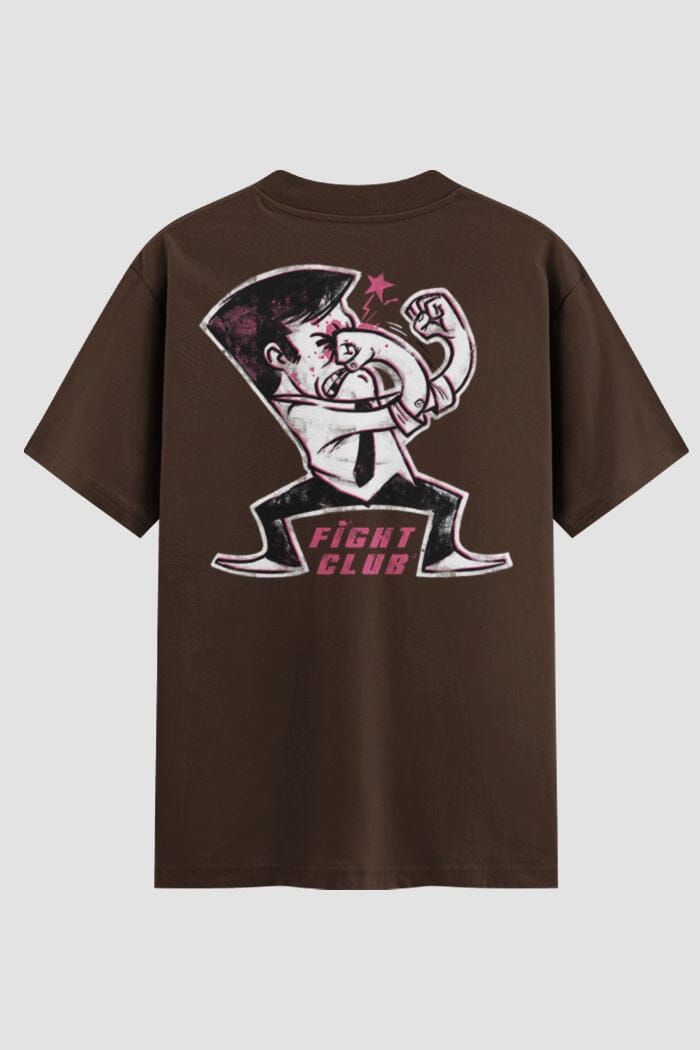 Camiseta Oversized Fight Club Onfight Engraçada OnFight P Chocolate Masculino