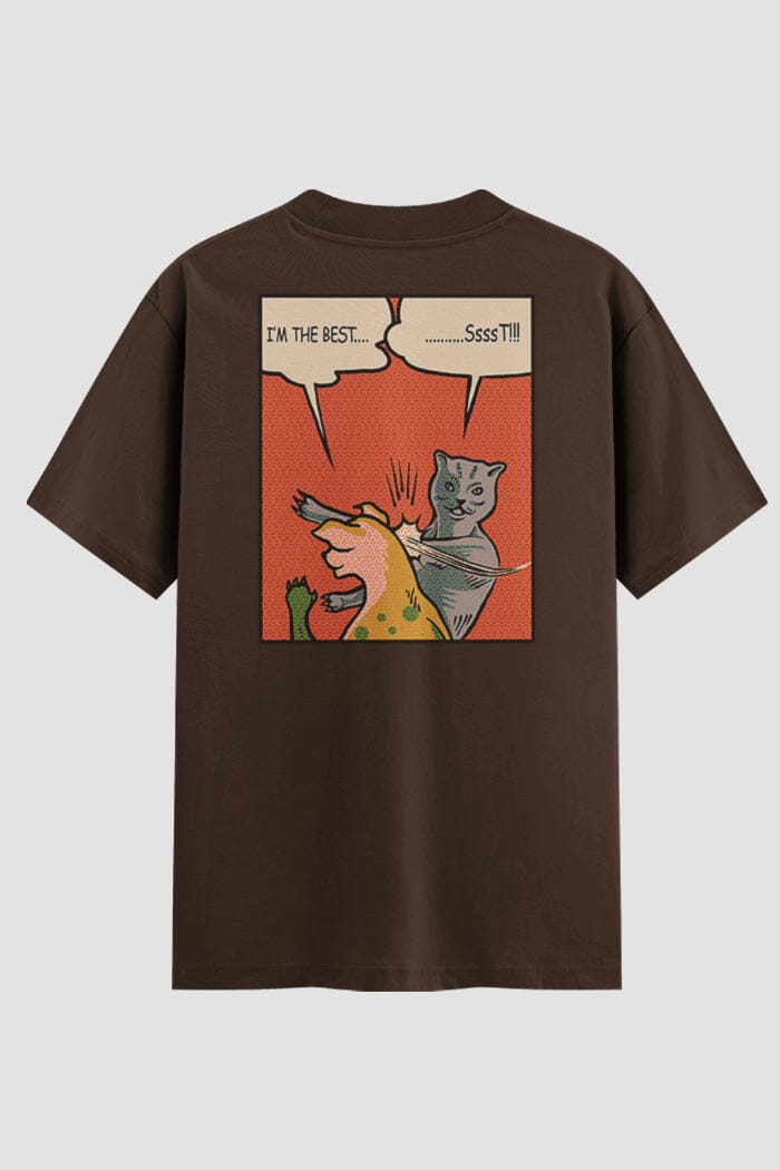 Camiseta Oversized Funny Comic Onfight Engraçada OnFight P Chocolate Masculino