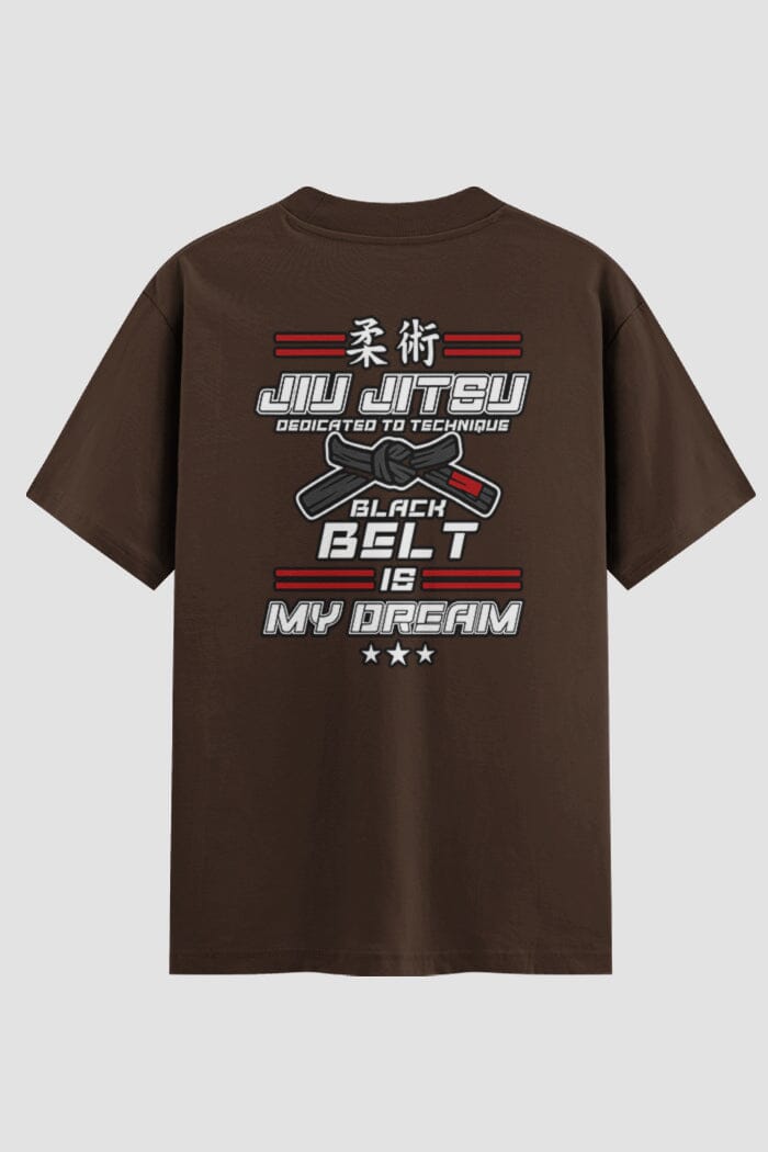 Camiseta Oversized Jiu-Jitsu Black Belt Goal Oversized jiu-jitsu OnFight P Chocolate Masculino