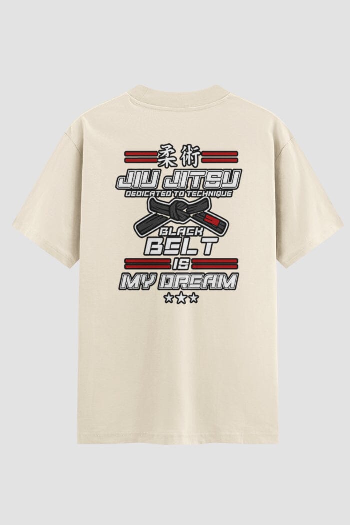 Camiseta Oversized Jiu-Jitsu Black Belt Goal Oversized jiu-jitsu OnFight P Off White Masculino