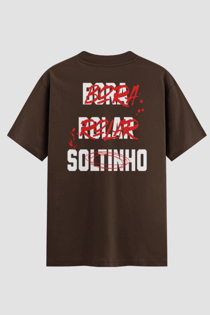 Camiseta Oversized Jiu-Jitsu Bora Rolar Soltinho Oversized jiu-jitsu OnFight P Chocolate Masculino