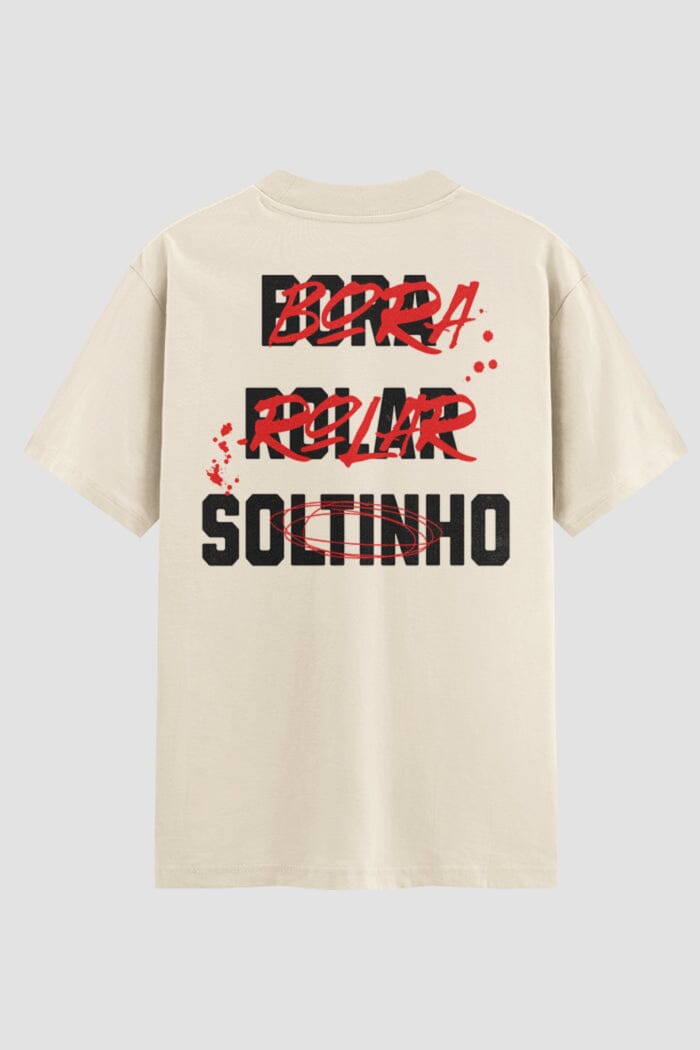 Camiseta Oversized Jiu-Jitsu Bora Rolar Soltinho Oversized jiu-jitsu OnFight P Off White Masculino