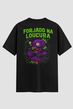 Camiseta Oversized Jiu-Jitsu Forjado na Loucura onfight Oversized jiu-jitsu OnFight GG Preto Branca