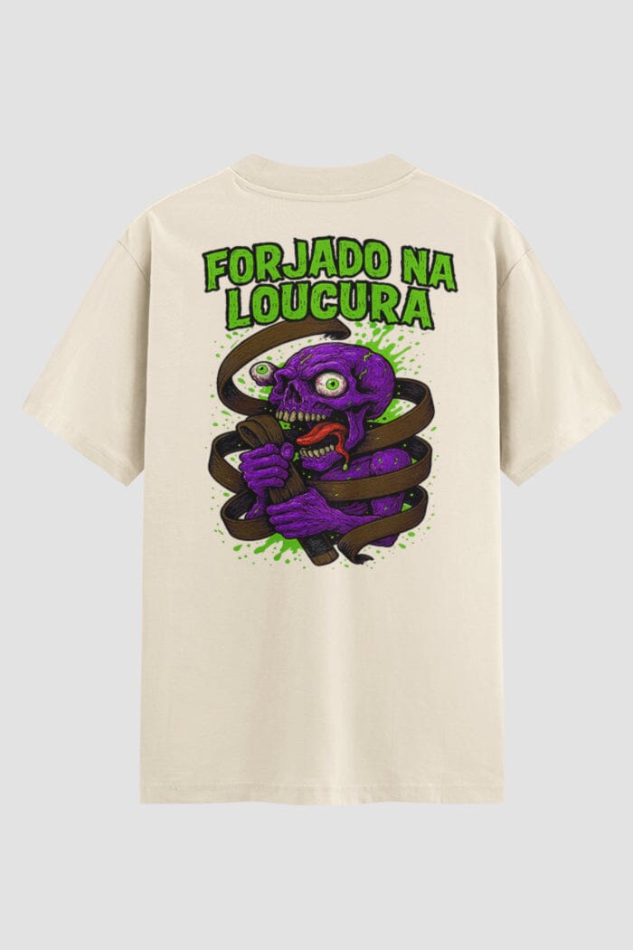 Camiseta Oversized Jiu-Jitsu Forjado na Loucura onfight Oversized jiu-jitsu OnFight P Off White Marrom