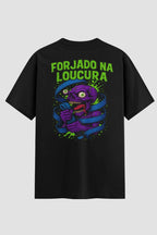 Camiseta Oversized Jiu-Jitsu Forjado na Loucura onfight Oversized jiu-jitsu OnFight P Preto Azul