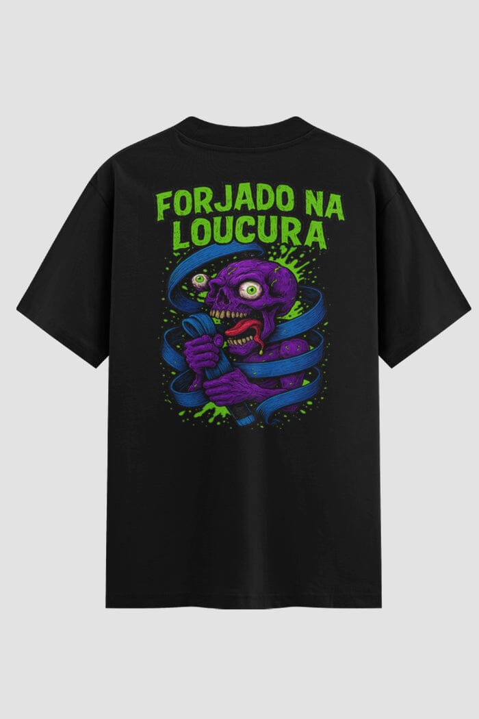 Camiseta Oversized Jiu-Jitsu Forjado na Loucura onfight Oversized jiu-jitsu OnFight P Preto Azul