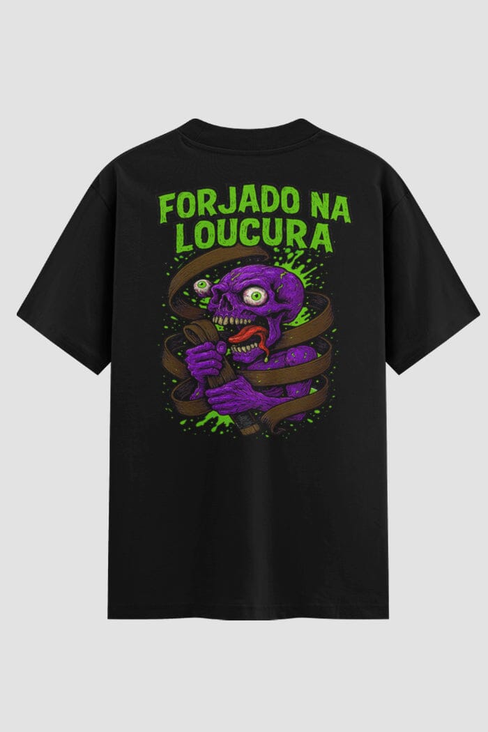 Camiseta Oversized Jiu-Jitsu Forjado na Loucura onfight Oversized jiu-jitsu OnFight P Preto Marrom