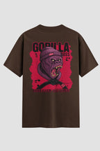 Camiseta Oversized Jiu-Jitsu Gorilla Boss BJJ Oversized jiu-jitsu OnFight P Chocolate Masculino