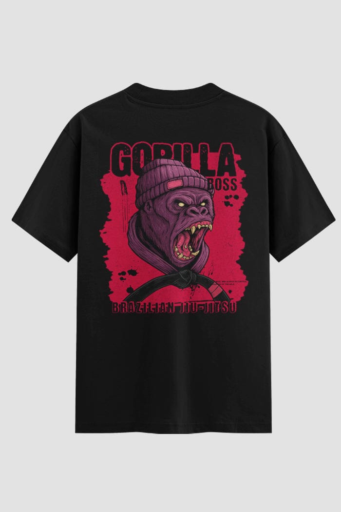 Camiseta Oversized Jiu-Jitsu Gorilla Boss BJJ Oversized jiu-jitsu OnFight P Preto Masculino
