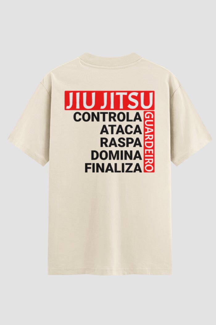 Camiseta Oversized Jiu-Jitsu Guardeiro Oversized jiu-jitsu OnFight P Off White Masculino