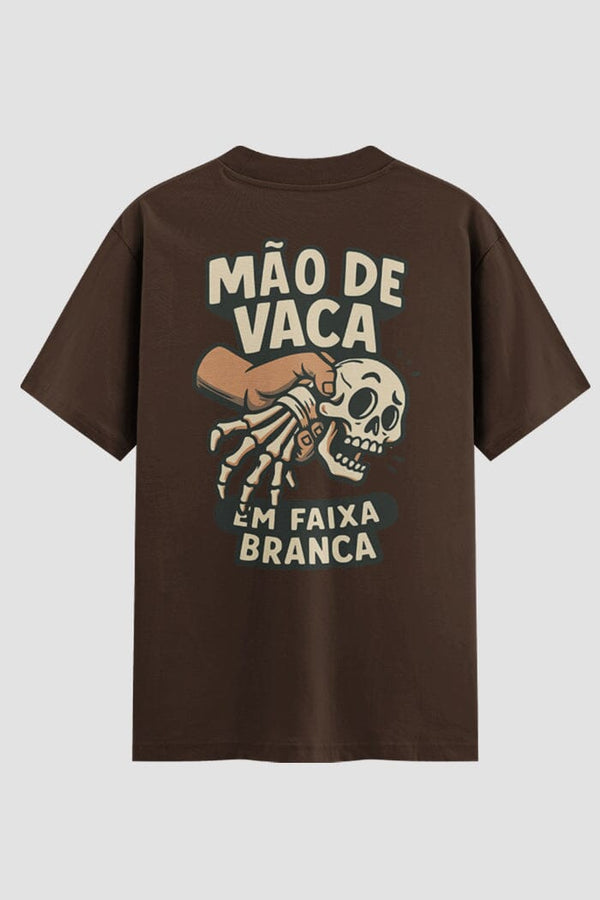 Camiseta Oversized Jiu-Jitsu mão de vaca em faixa branca