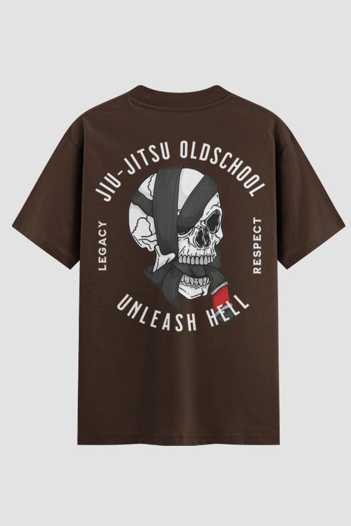 Camiseta Oversized Jiu-Jitsu Old School Oversized jiu-jitsu OnFight P Chocolate Masculino