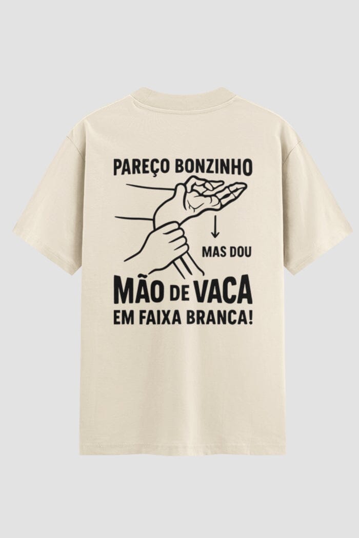 Camiseta Oversized Jiu-Jitsu pareço bonzinho mas dou mão de vaca em faixa branca