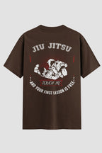 Camiseta Oversized Jiu-Jitsu Touch me your lesson is free Oversized jiu-jitsu OnFight P Chocolate Masculino
