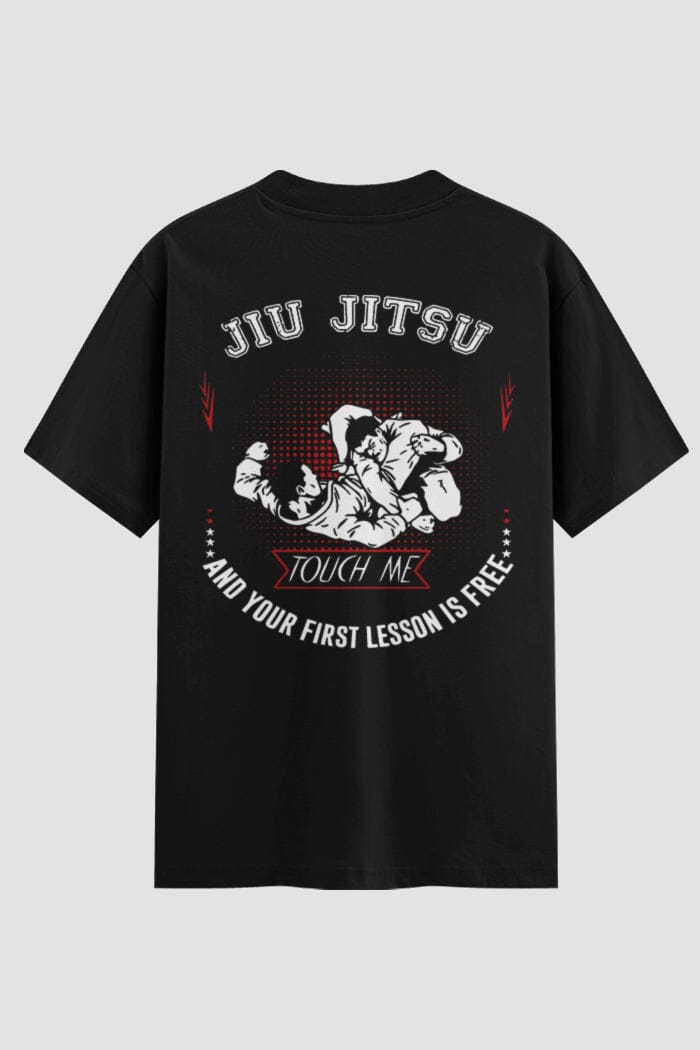 Camiseta Oversized Jiu-Jitsu Touch me your lesson is free Oversized jiu-jitsu OnFight P Preto Masculino