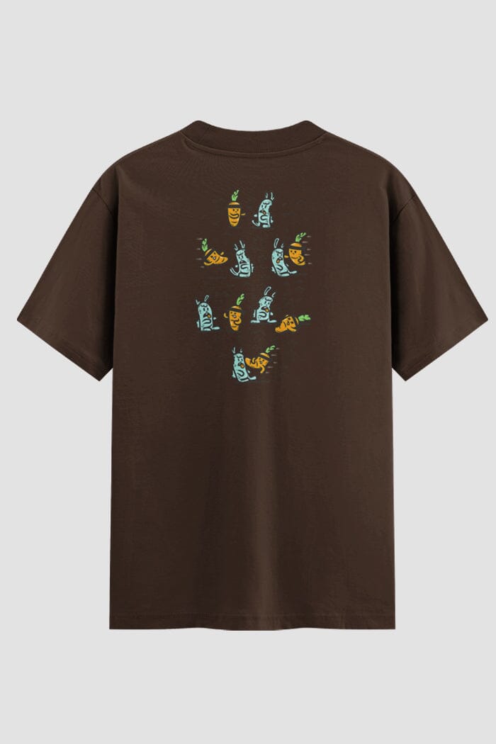 Camiseta Oversized Karate Carrots vs Rabbits Oversizeds Karate OnFight P Chocolate Masculino