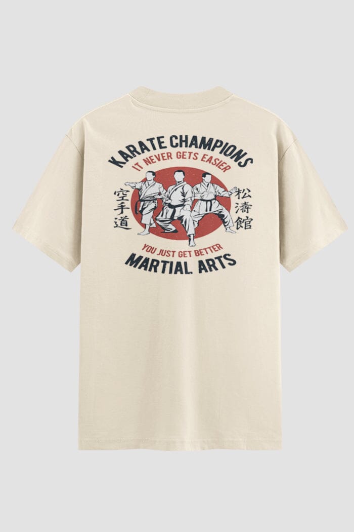 Camiseta Oversized Karate It Never Gets Easier Oversizeds Karate OnFight P Off White Masculino