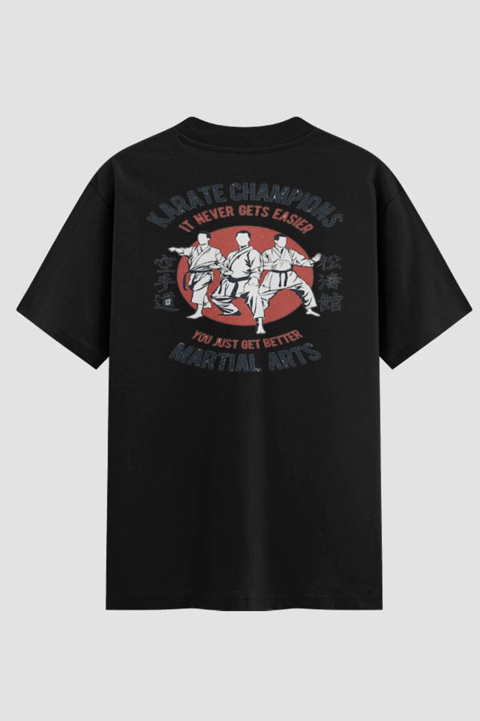 Camiseta Oversized Karate It Never Gets Easier Oversizeds Karate OnFight P Preto Masculino
