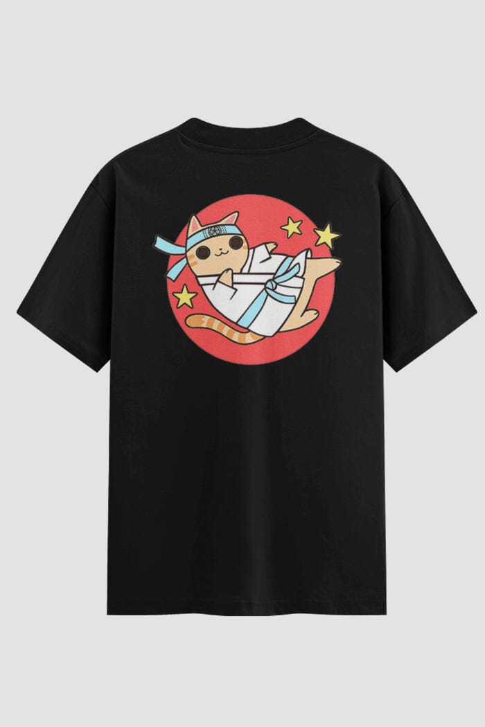 Camiseta Oversized Karate - Karate Cat Oversizeds Karate OnFight P Preto Masculino