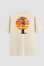 Camiseta Oversized Karate Sunset Wave Drop Oversizeds Karate OnFight P Off White Masculino