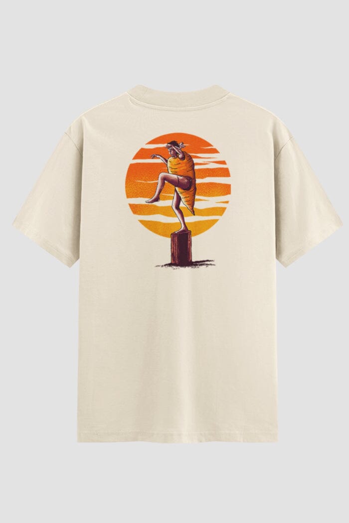 Camiseta Oversized Karate Sunset Wave Drop Oversizeds Karate OnFight P Off White Masculino