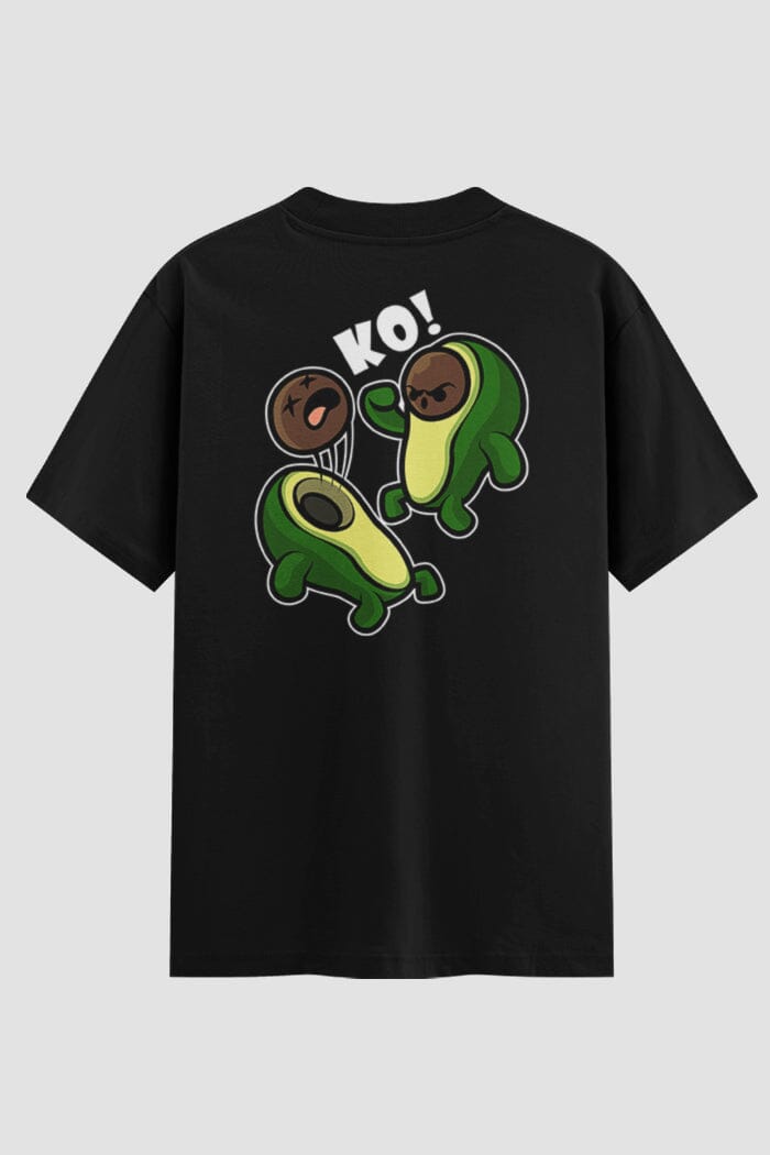 Camiseta Oversized KO Avocado Onfight Engraçada OnFight P Preto Masculino