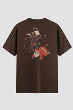 Camiseta Oversized Krampus vs Noel Onfight Engraçada OnFight P Chocolate Masculino