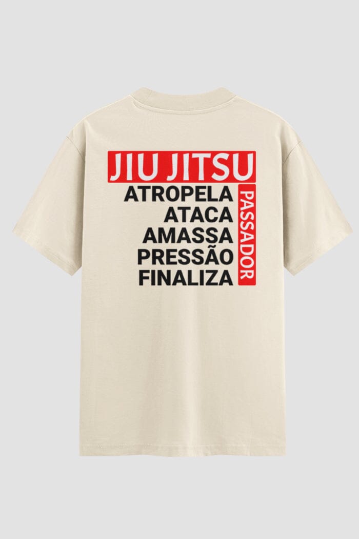 Camiseta Oversized Masculina Jiu-Jitsu Passador Oversized jiu-jitsu OnFight P Off White Masculino