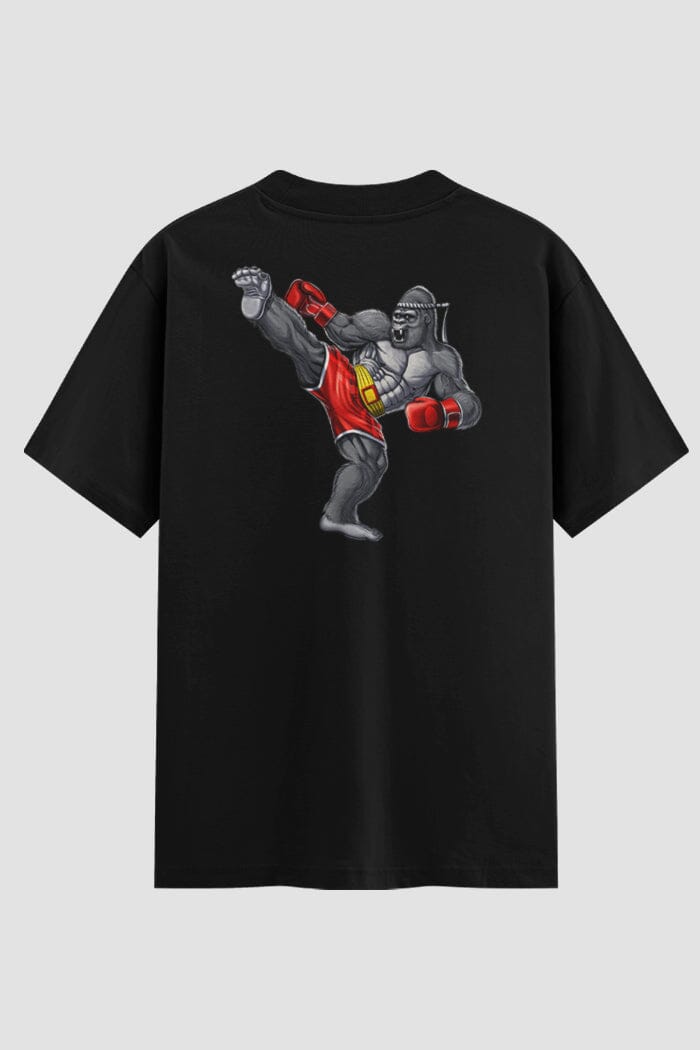 Camiseta Oversized Muay Thai Clean Gorilla kick Oversized Muay thai OnFight P Preto Masculino