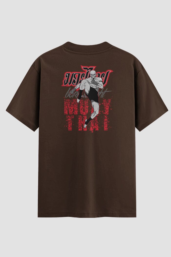 Camiseta Oversized Muay Thai Fighting Spirit Oversized Muay thai OnFight P Chocolate Masculino