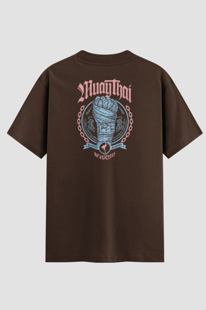 Camiseta Oversized Muay Thai Gang Sign: Est. '98 Oversized Muay thai OnFight P Chocolate Masculino