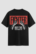 Camiseta Oversized Muay Thai Hands Wrapped Oversized Muay thai OnFight P Preto Masculino
