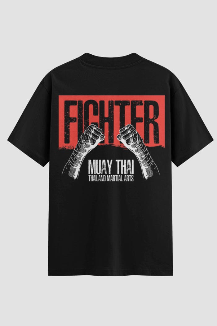 Camiseta Oversized Muay Thai Hands Wrapped Oversized Muay thai OnFight P Preto Masculino