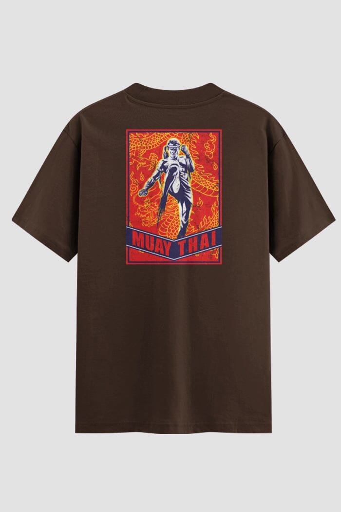 Camiseta Oversized Muay Thai No Mercy Just Fight Oversized Muay thai OnFight P Chocolate Masculino
