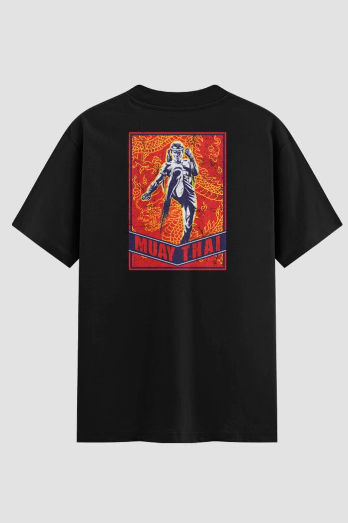 Camiseta Oversized Muay Thai No Mercy Just Fight Oversized Muay thai OnFight P Preto Masculino