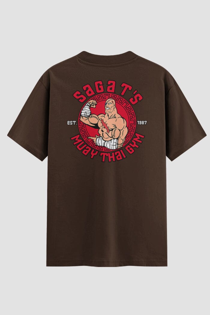 Camiseta Oversized Muay Thai Red Skull Rod Oversized Muay thai OnFight P Chocolate Masculino