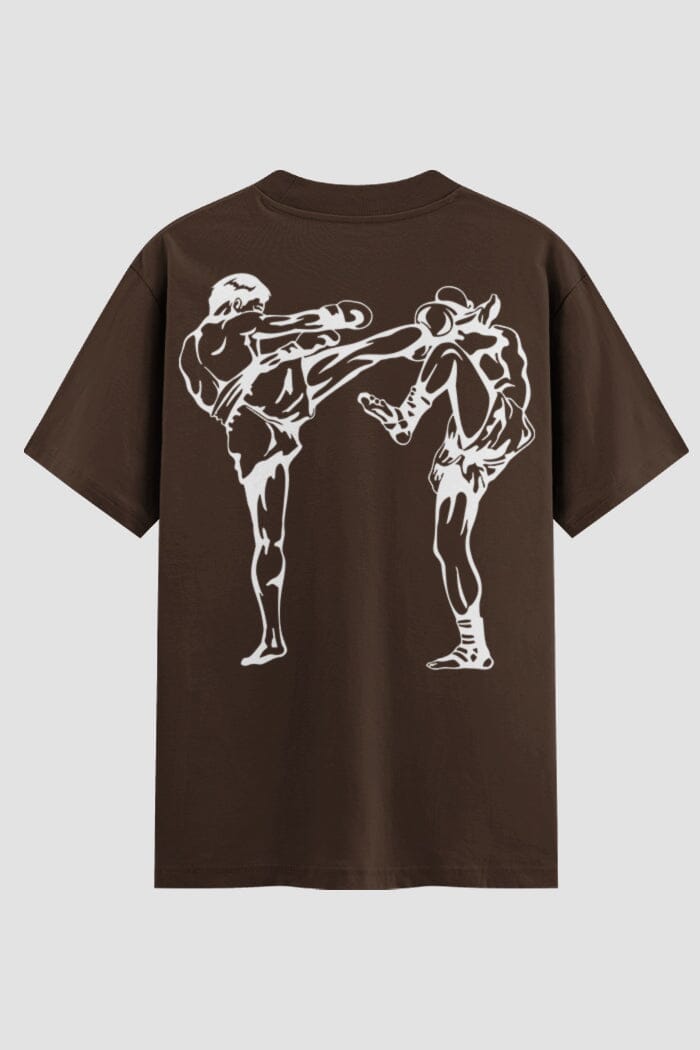 Camiseta Oversized Muay Thai Sparring Retro Oversized Muay thai OnFight P Chocolate Masculino