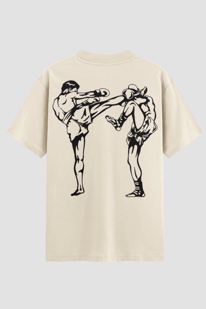 Camiseta Oversized Muay Thai Sparring Retro Oversized Muay thai OnFight P Off White Masculino