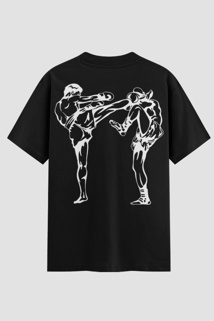 Camiseta Oversized Muay Thai Sparring Retro Oversized Muay thai OnFight P Preto Masculino