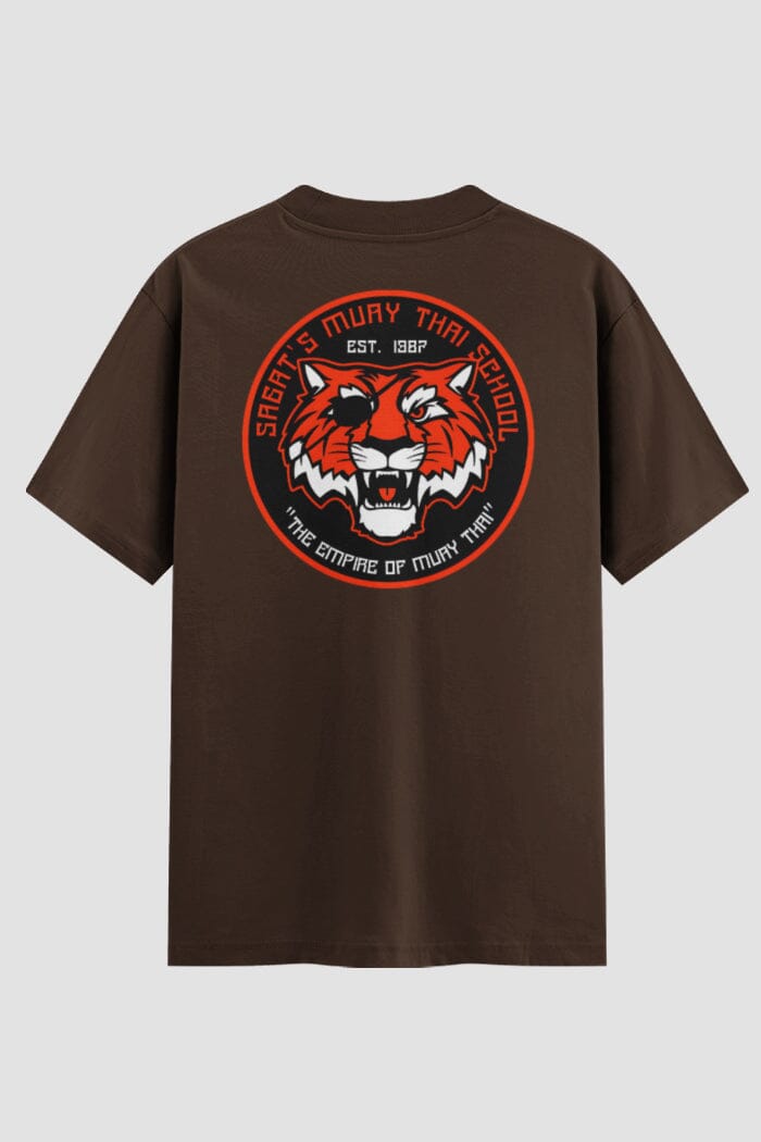 Camiseta Oversized Muay Thai Tiger Clan Oversized Muay thai OnFight P Chocolate Masculino